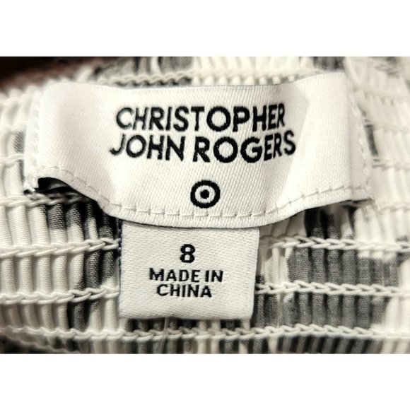 Christopher John Rogers for Target Black/White Puff Sleeve Faux Wrap Dress - Picture 6 of 8